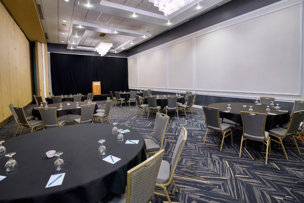 A meeting with round tables at Gideon Putnam