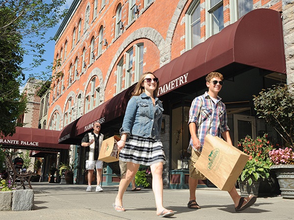 Shoppers in downtown Saratoga Springs, NY